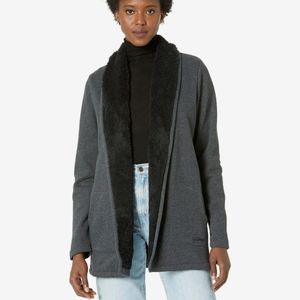 LL Bean 1912 Sherpa Lined Cardigan Heather Gray with Black